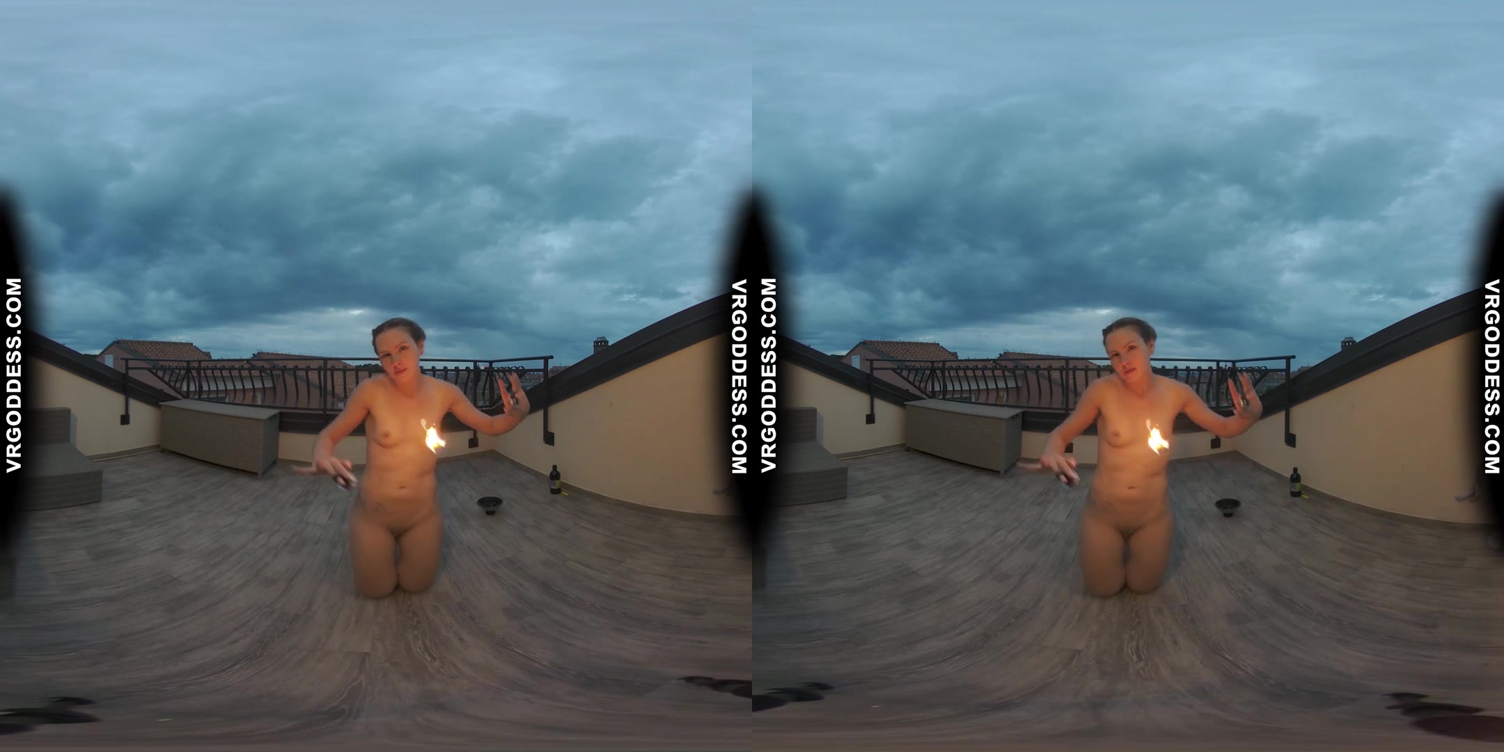 Ginger Babe Lea On Vacation Sunset Fire Dancing Hot Masturbation Fire Crotch Playing With Fire