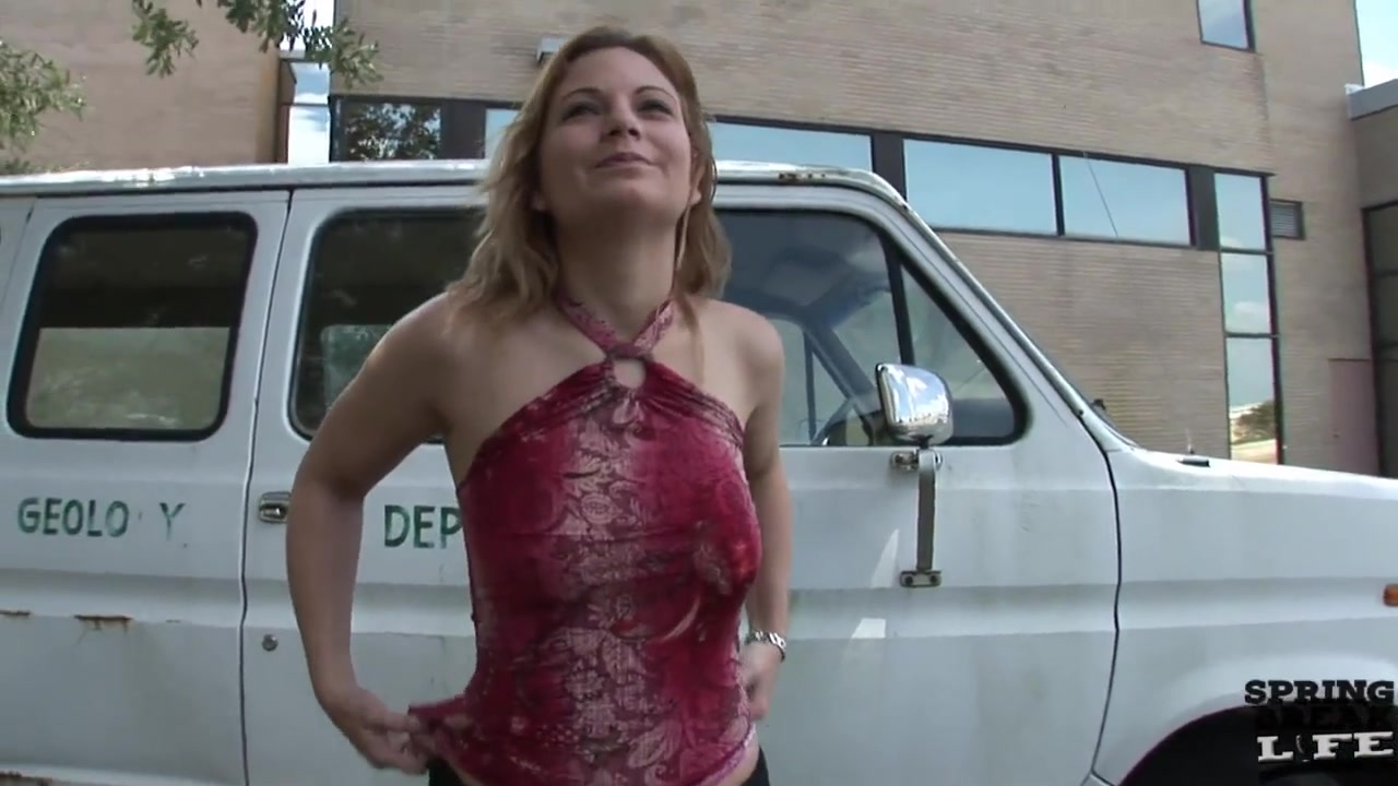 Nice Girl Flashing on Campus and Around Town then Masturbating in Limo - SpringbreakLife