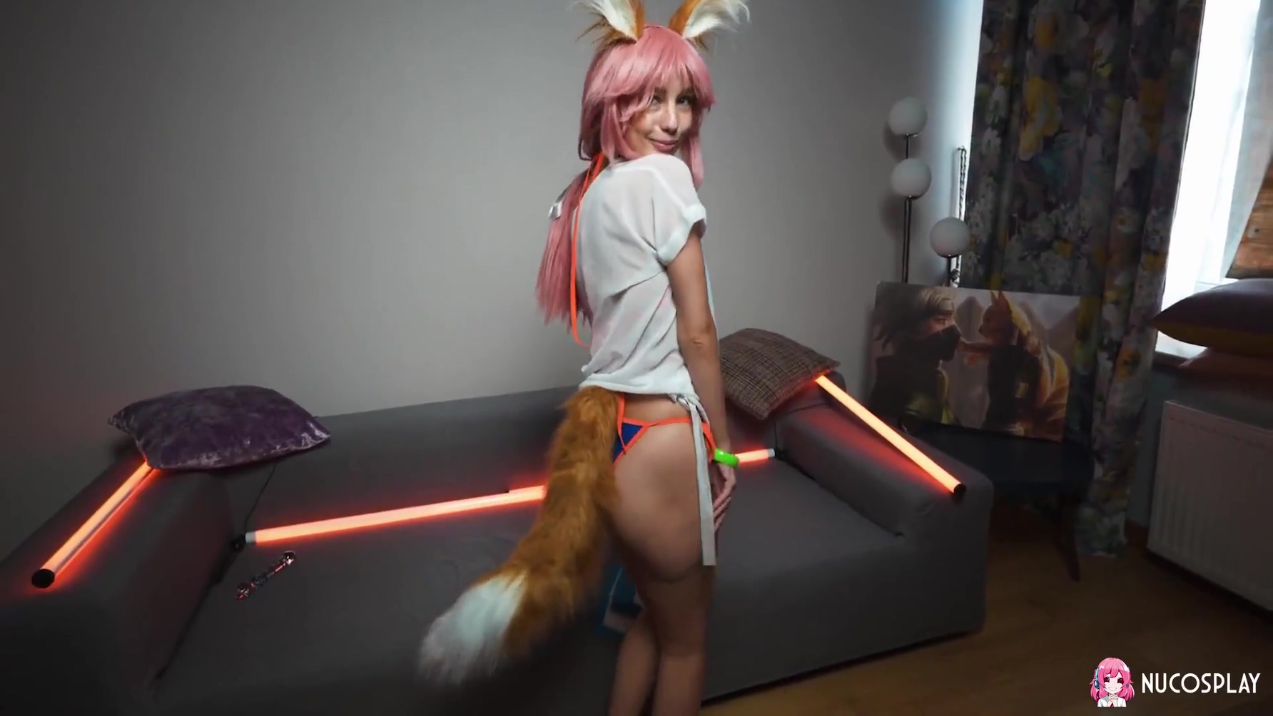 Young Furry Slut Fucks Herself With A Glass Dildo With Tea Mint And M A
