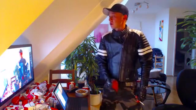 Leather boi smoke chaining cock wanking cum load