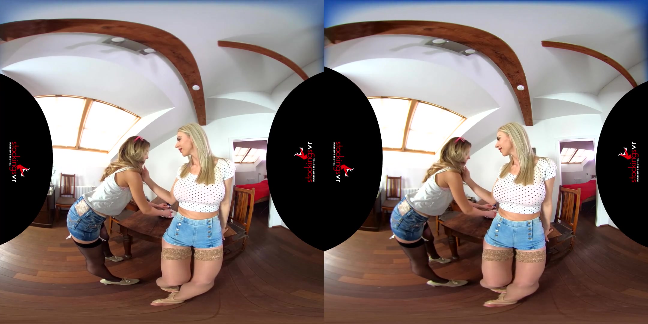 Natalie Cherie & Victoria Puppy in Creamy starring Victoria Puppy and Nathaly Cherie - StockingsVR