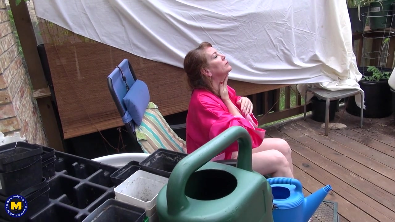 Mature Brie With Her Long Hard Nipples Is Getting Caught Playing With Herself In The Garden - MatureNl