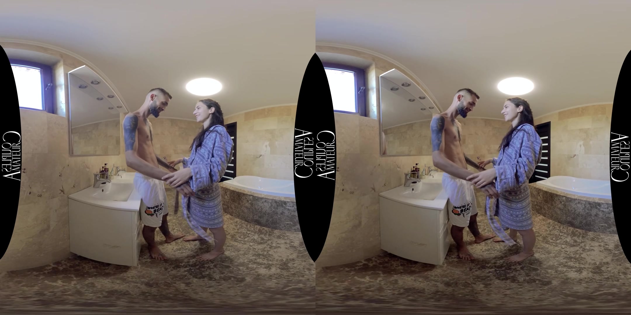 Skinny Brunette Morning Bathroom Sex - AmateurCouplesVR