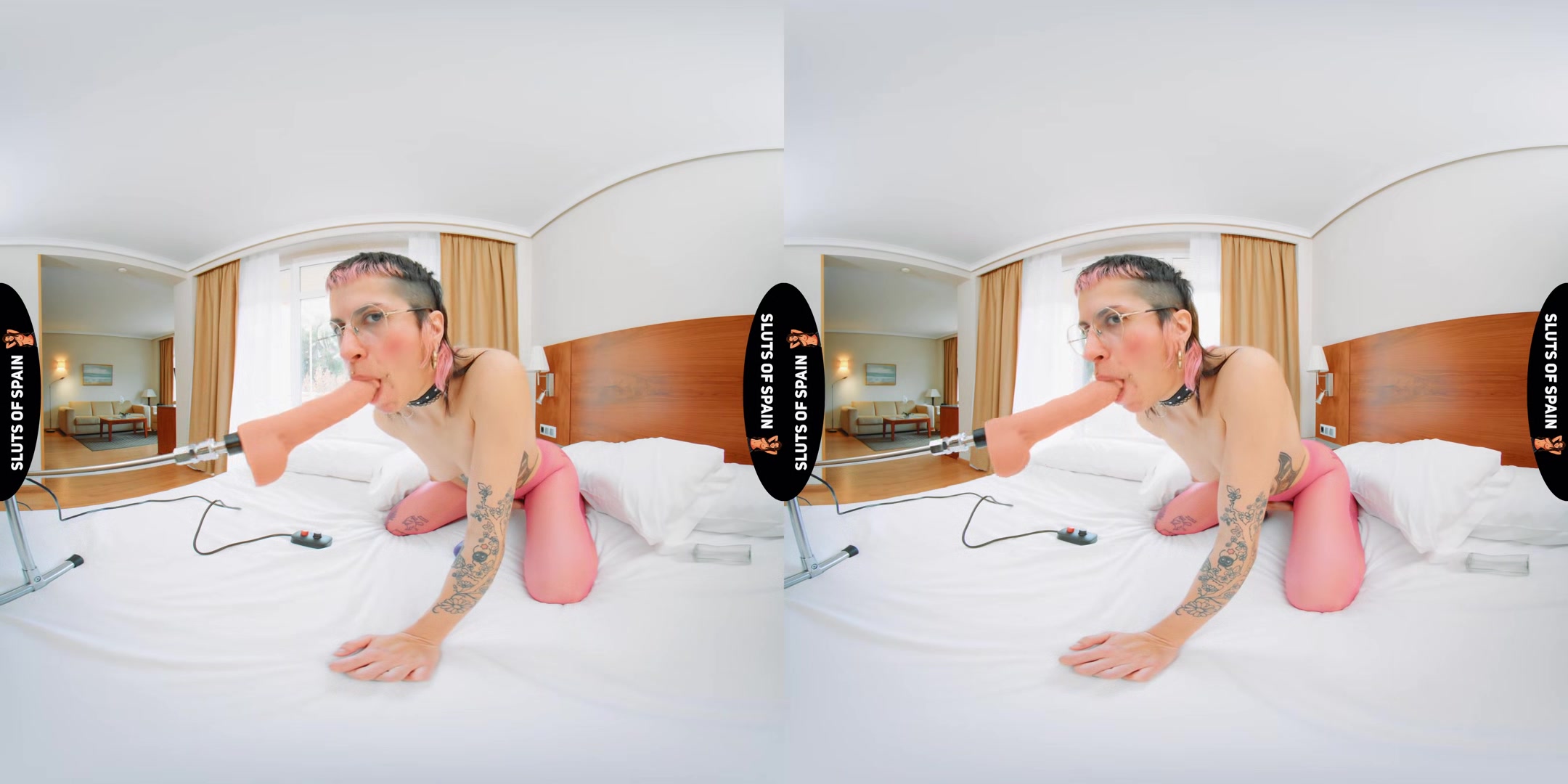 Fuckmachine For Pink Pantyhose Slut
