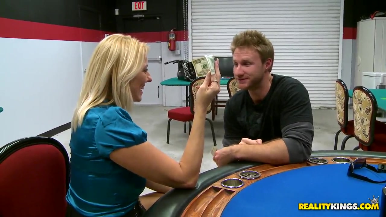 Cool blonde likes to be drilled by strong young men