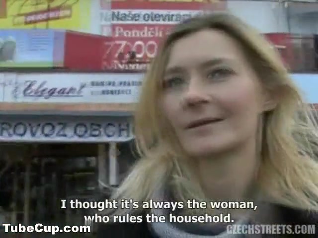 Blonde Czech MILF Jitka slobbers on a big pecker