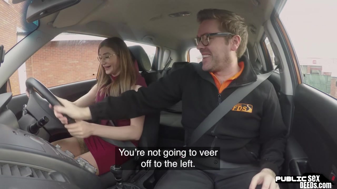 student 18+ driver publicly blows instructor during kinky lesson