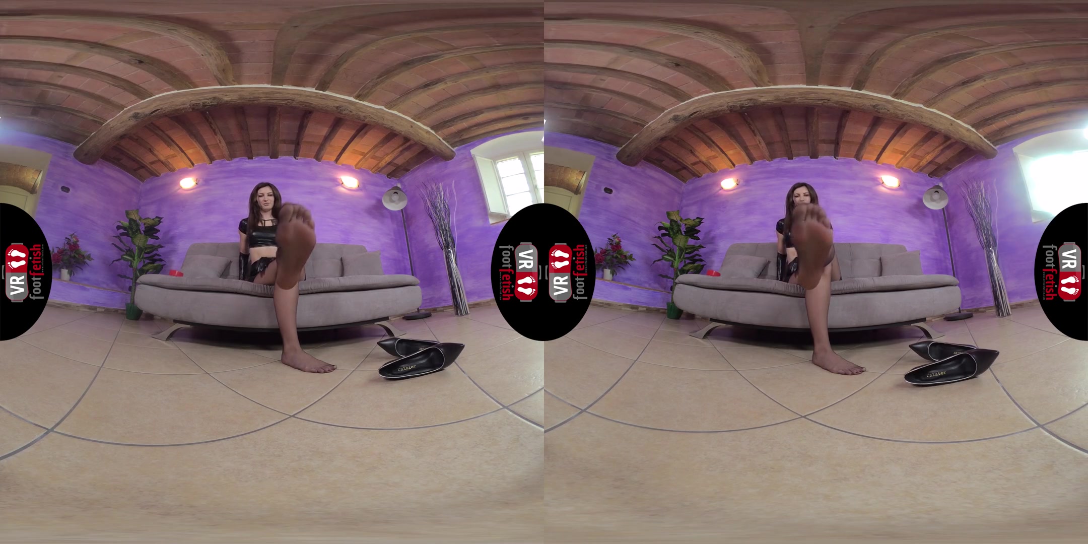 Sassy Dominatrix Lilian Teases You With Her Stockinged Feet - Foot Fetish VR Solo
