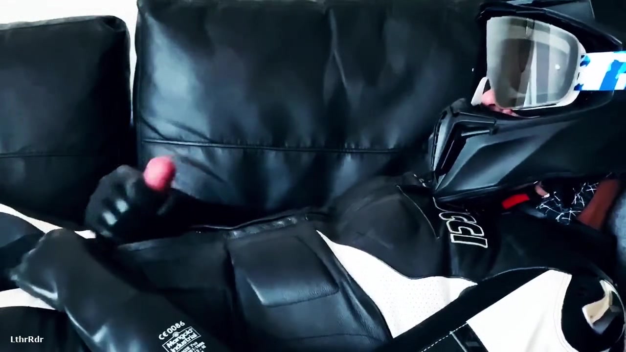 Rubber gloves biker jerking