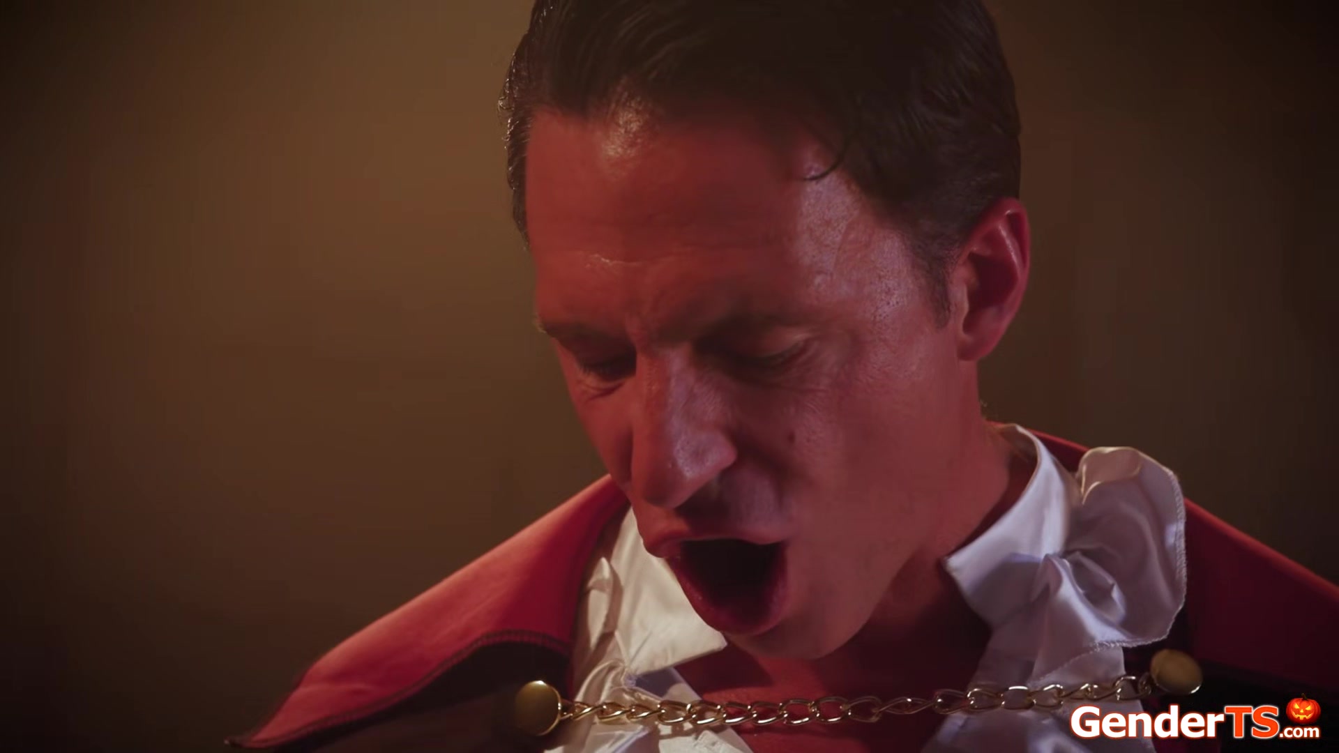 Shemale vampire Jade Venus offers Dracula to drain his balls