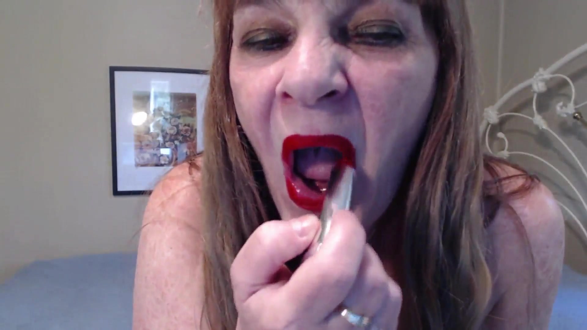 Red Shiny Lips Teasing You - TacAmateurs