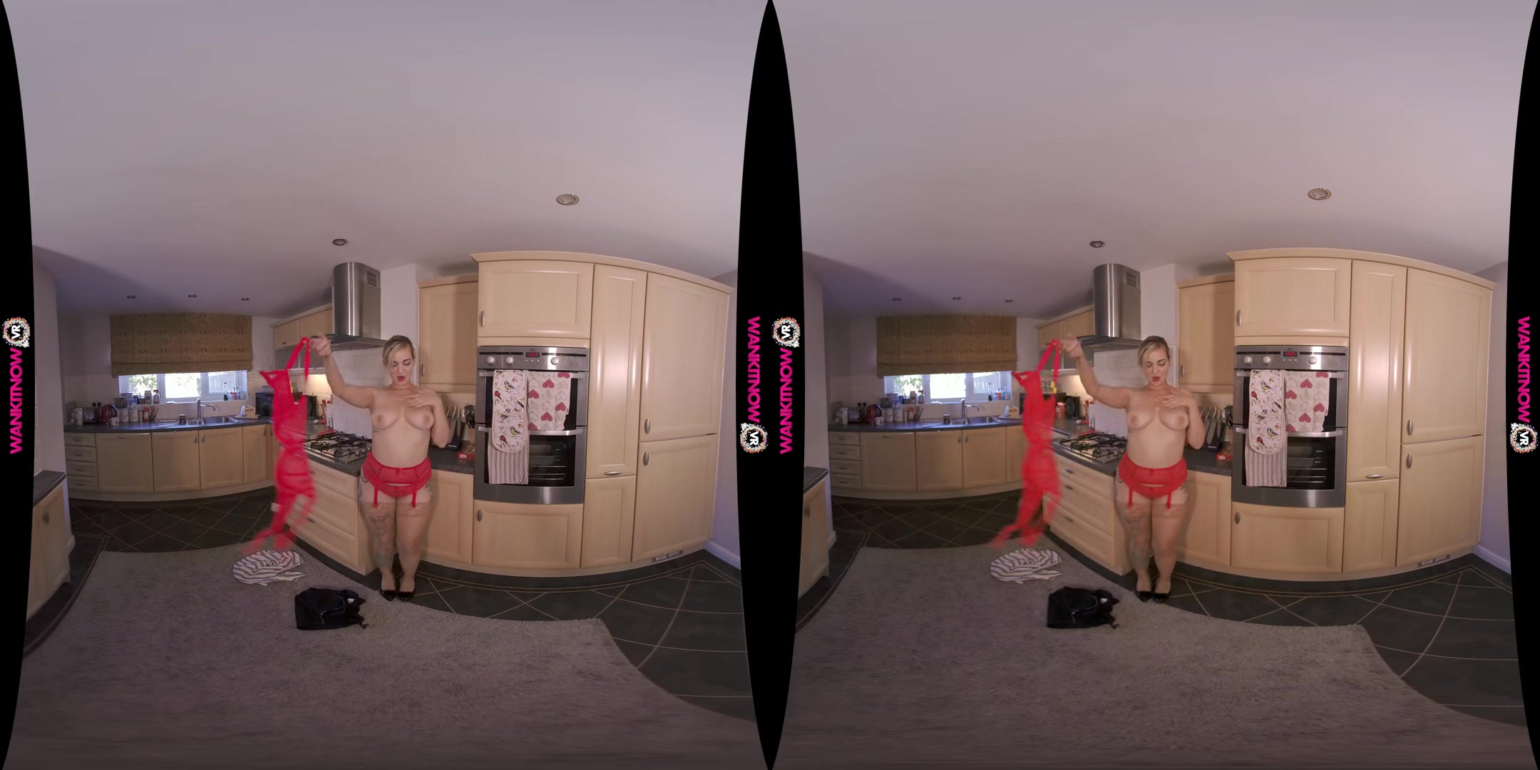 Cum In The Kitchen - Busty Blonde Housewife Striptease