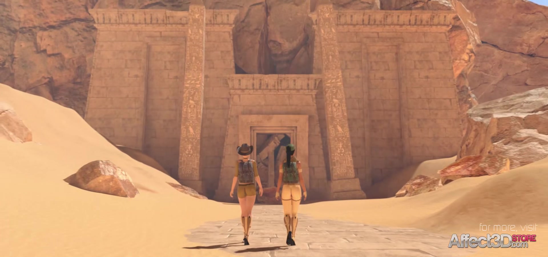 Ebony and blonde futanari babes entertaining the Egyptian princess