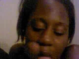 Black girlfriend tries hard to present the best blowjob