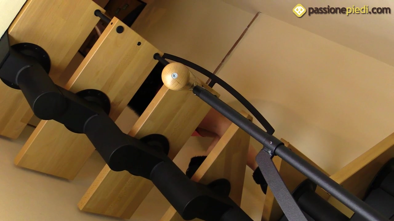 Stunning Bianca gives you a foot tease on a spiral staircase
