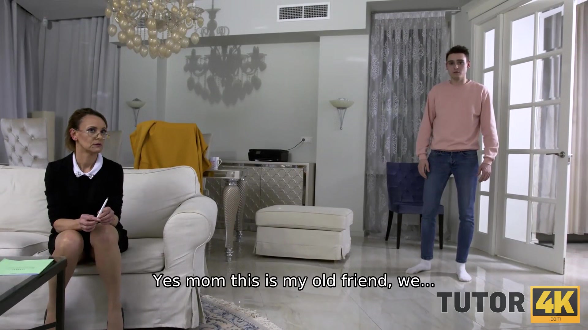 TUTOR4K. Man asked professor for sex and finally got it in stepsons presence