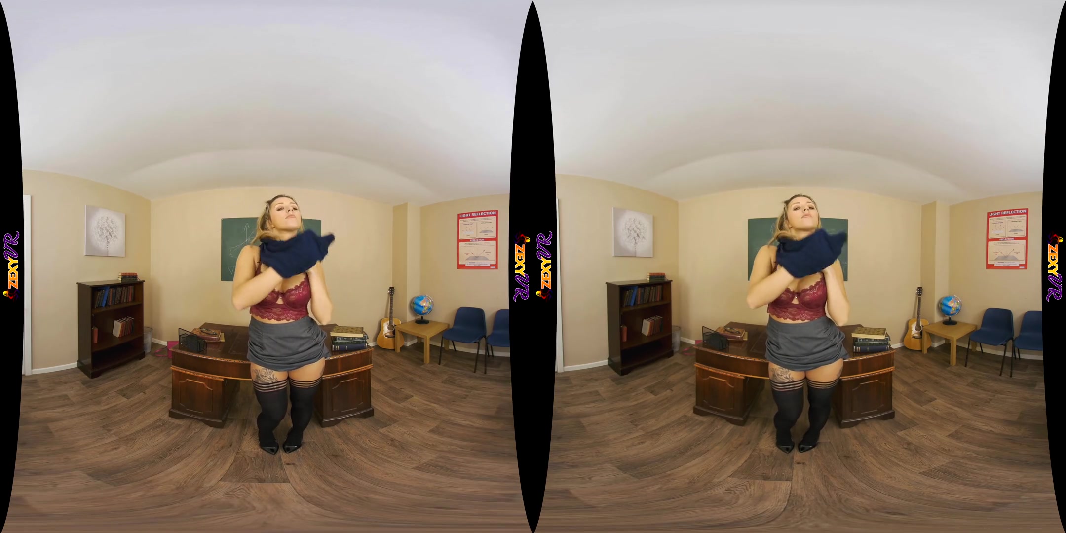 Pay Attention - Blonde Solo Model Teacher Striptease