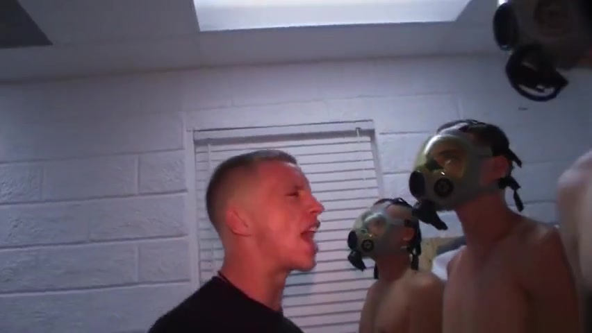 Hazed military bloke sucking cock