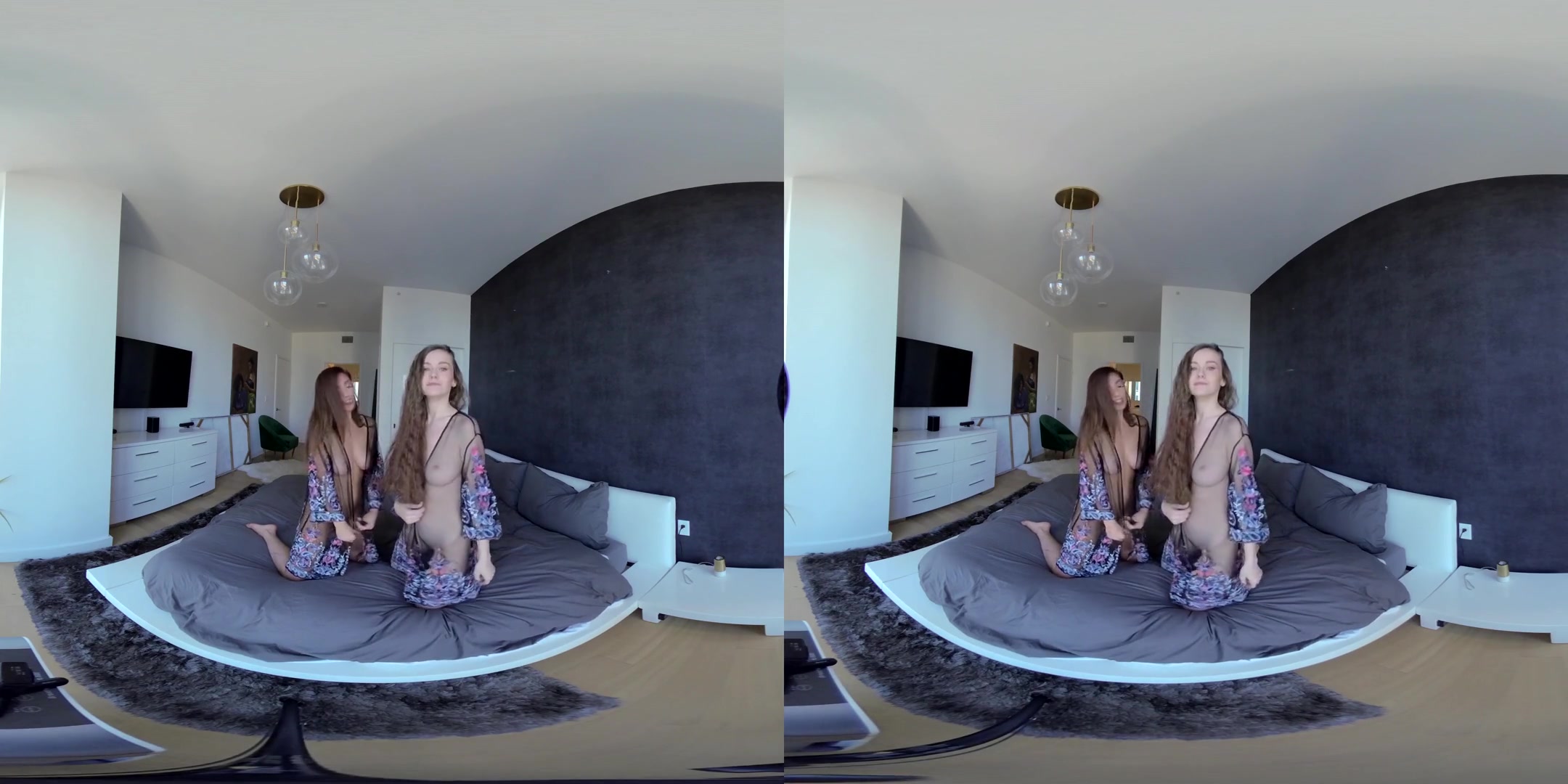 Highrise - Lesbian Tease On the Bed - SexLikeReal