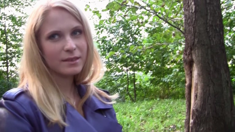 Blonde sexy girl naked in park