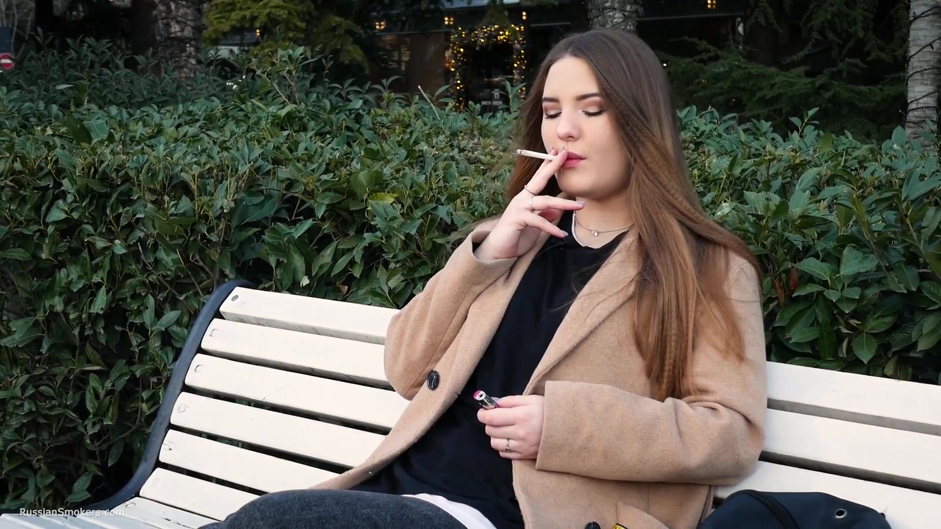 Russian Girl Spends Her Lunch Break Smoking 3 Cigs In A Row