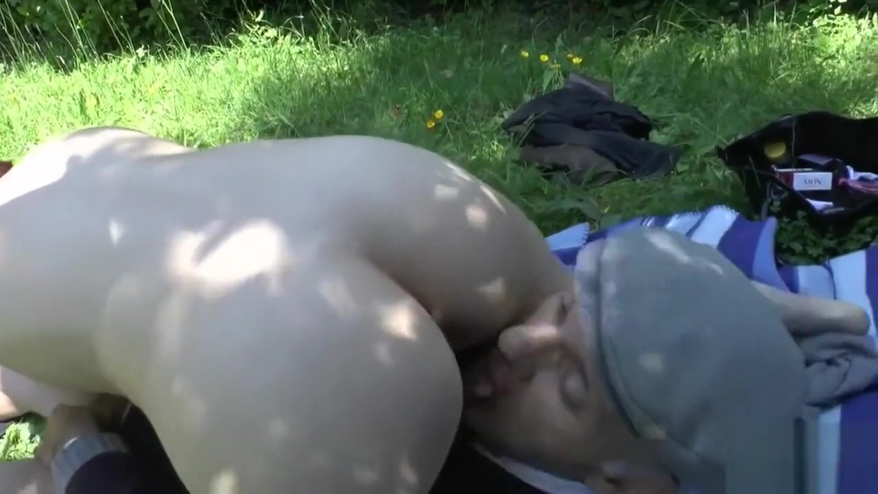 Busty young french redhead fucked by oldman outdoor