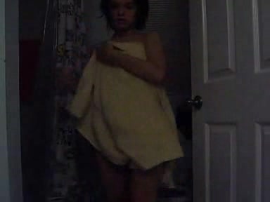 Short-haired brunette dancing and teasing you