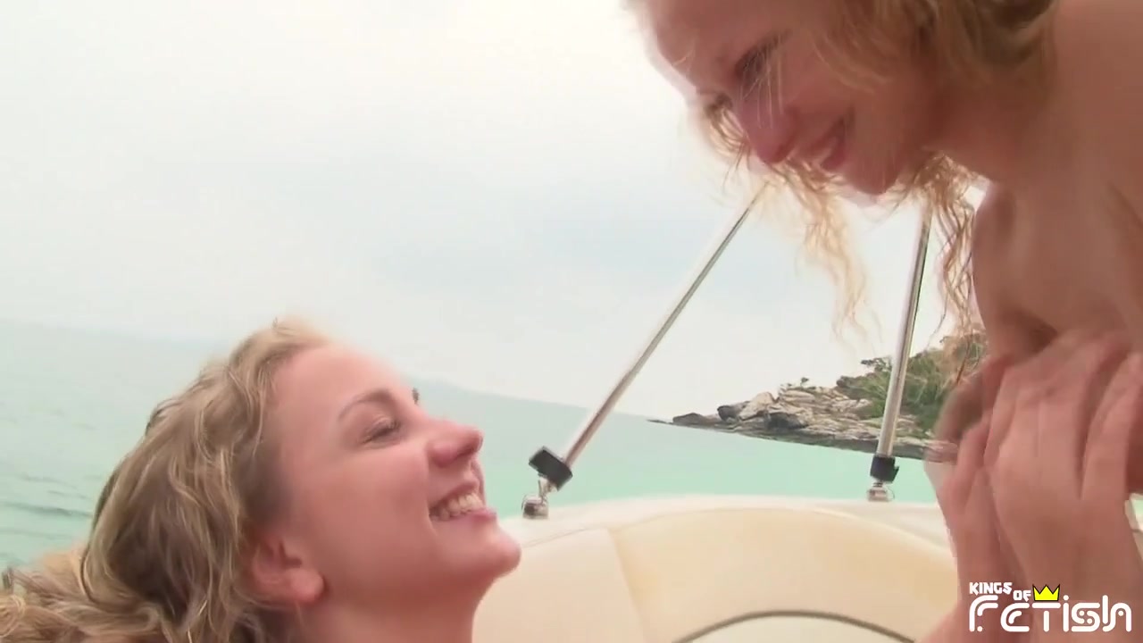 Two hot babes have amazing lesbian sex on the boat on the sea