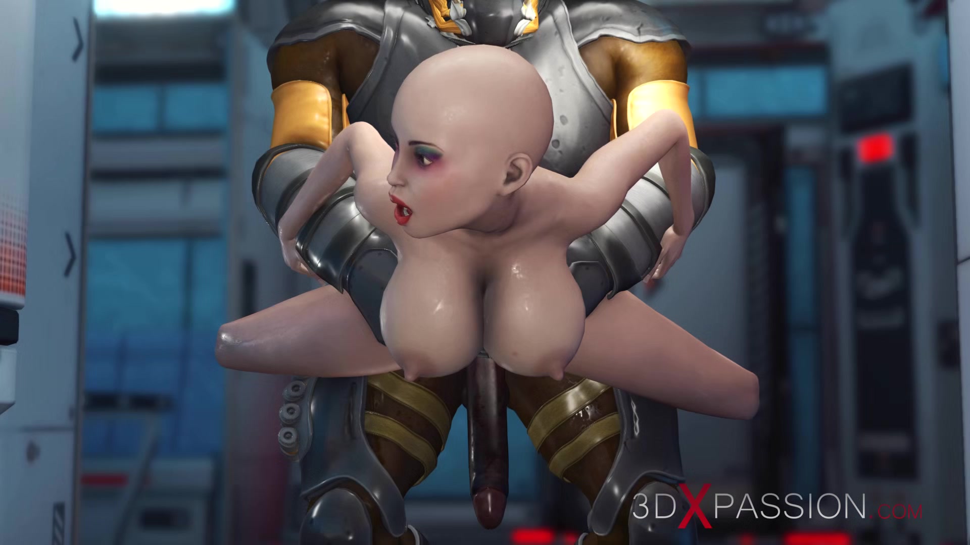 Mars base camp. Super hot sexy girl has hard anal sex with alien monster