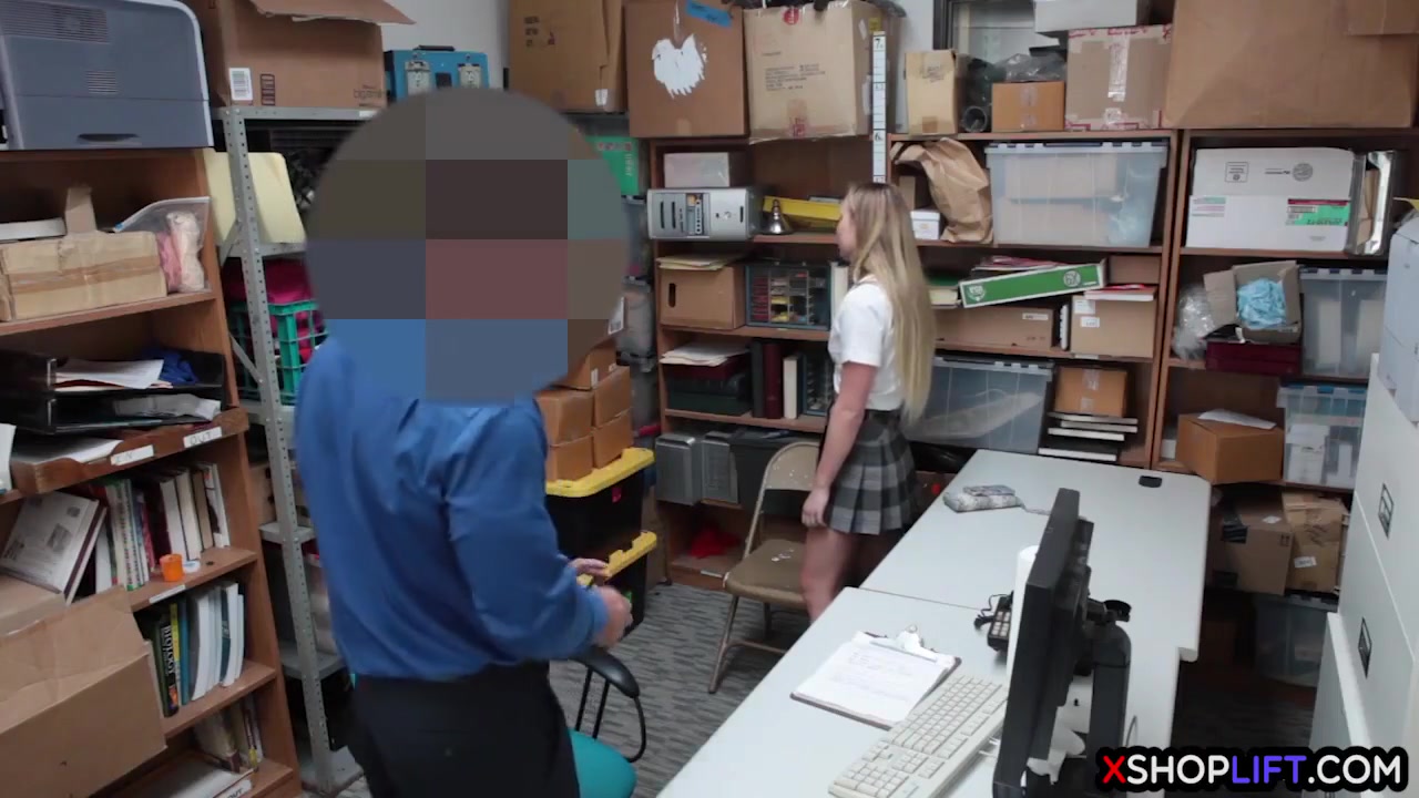 Blonde Petite teen 18+ Busted And Banged By A Security Guy