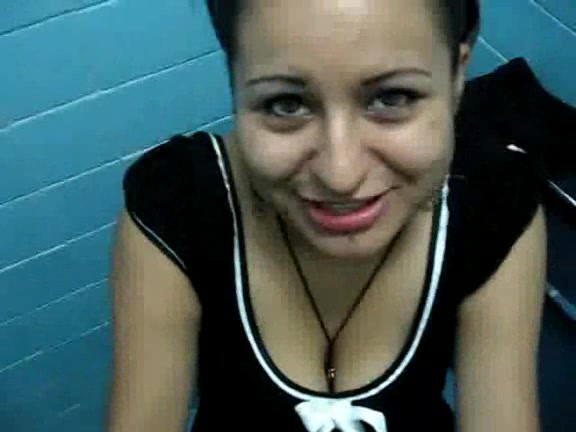Pretty bitch with bewitching eyes working with her mouth