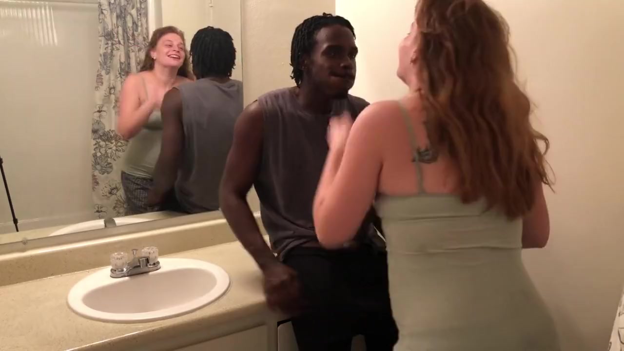 Redhead teen 18+ PAWG Gets fucked Hard on Bathroom Counter Gets creampie by BBC
