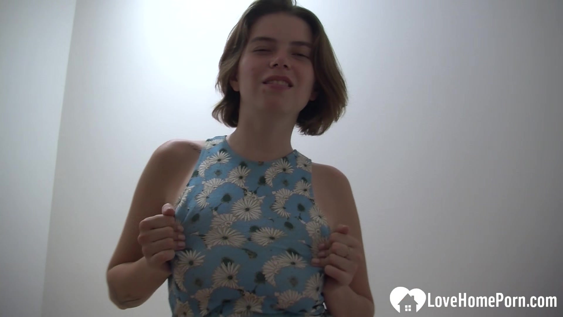 Hot stepsister gets caught masturbating in the hallway