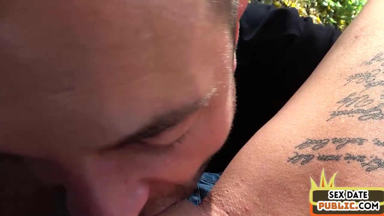 Inked public MILF rides sex date guy outdoor after blowjob