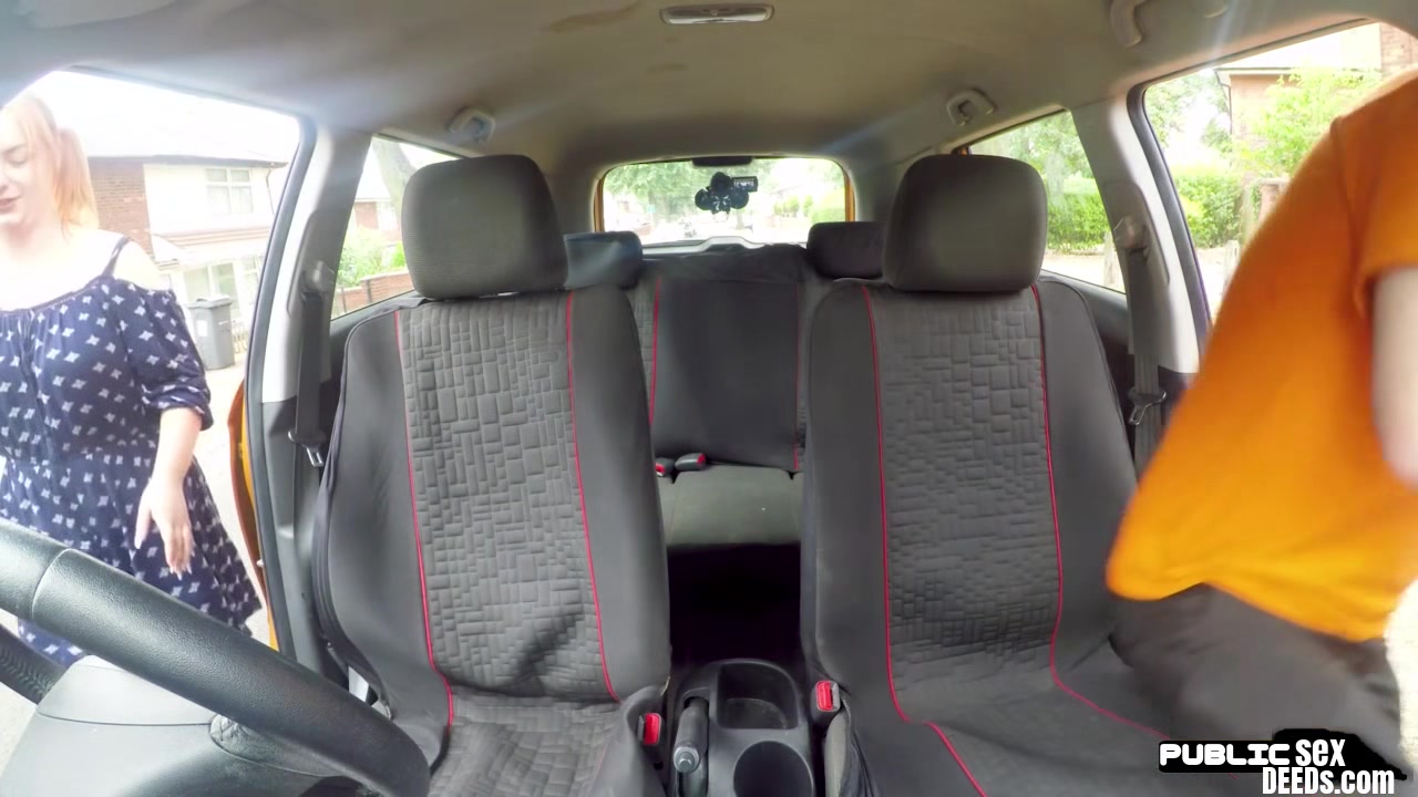 Chubby redhead public fucked in car by driving instructor