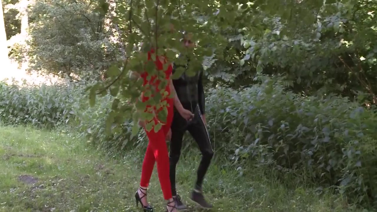 A Walk With The Slave Outdoors In Public Parc