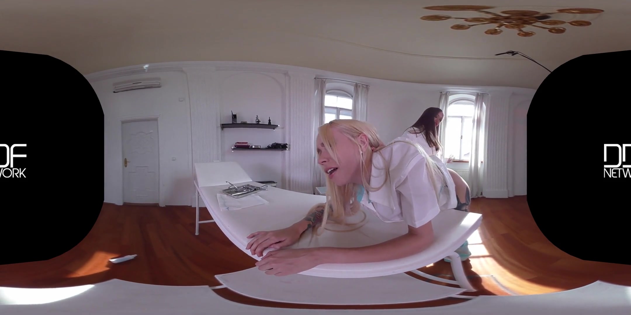 Angelica Heart & Arteya in The Visit - Domina Doc Examines Blonde's Fuckholes - DDFNetworkVR