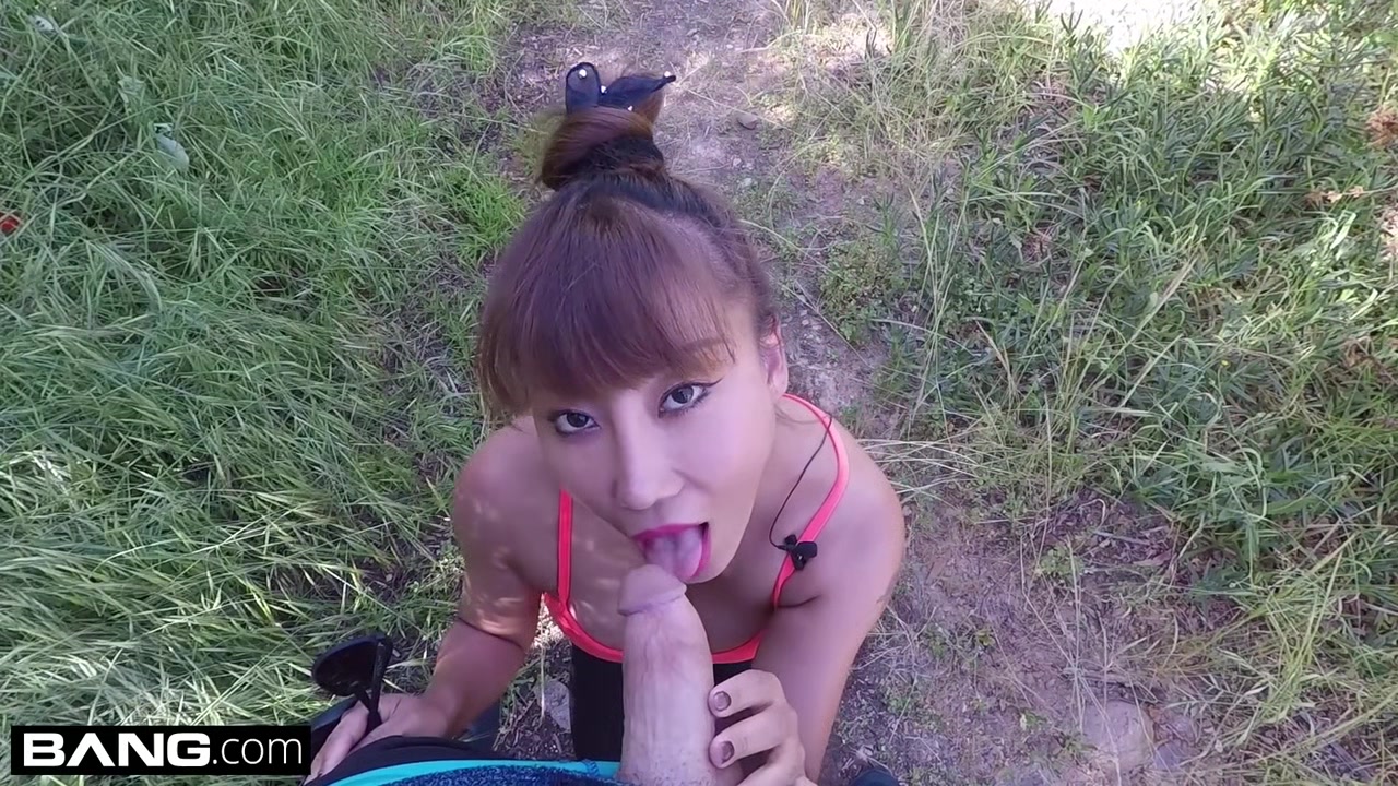 Asian MILF Tiffany Rain is showered in cum after her hike