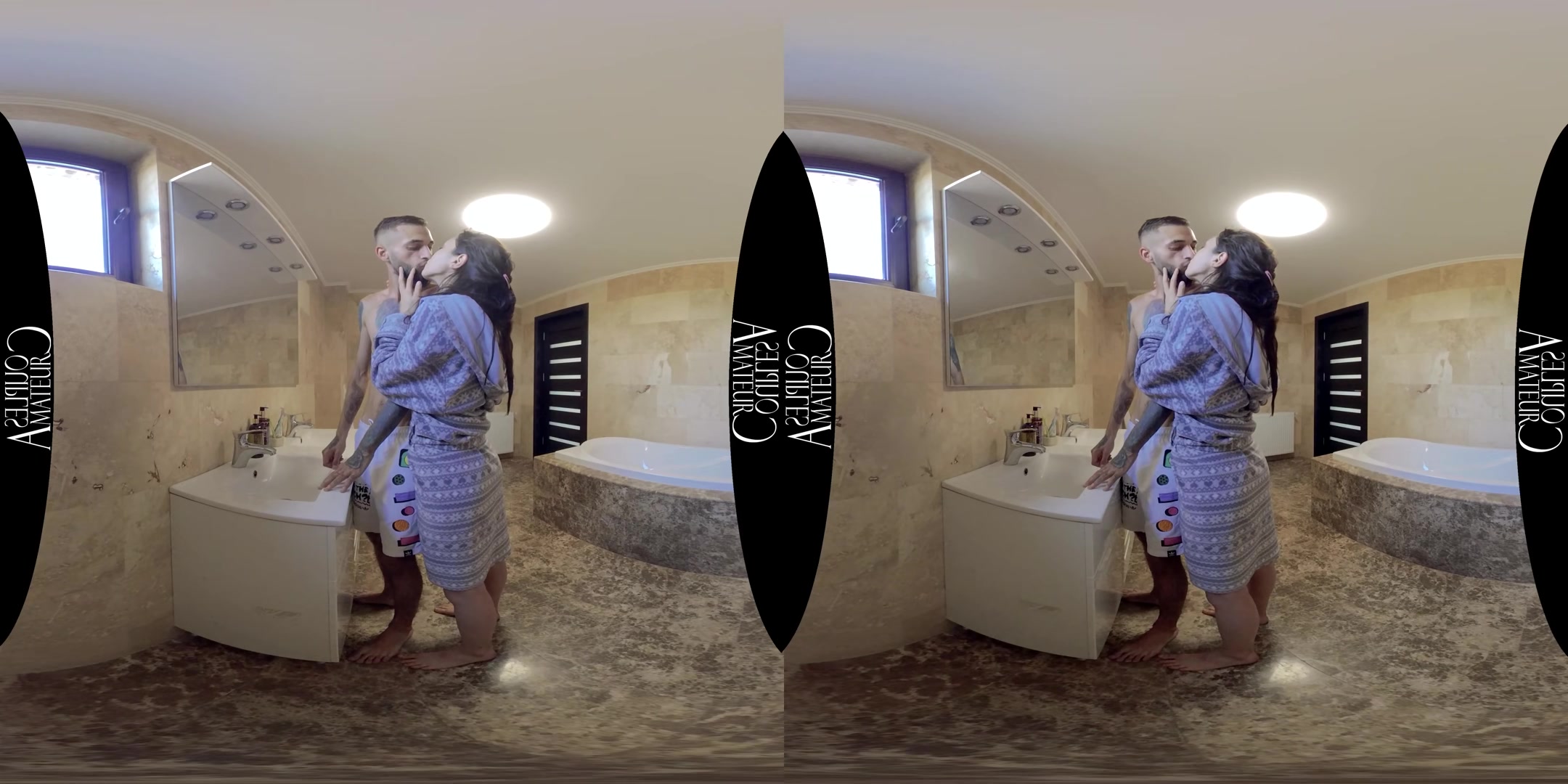 Skinny Brunette Morning Bathroom Sex - AmateurCouplesVR