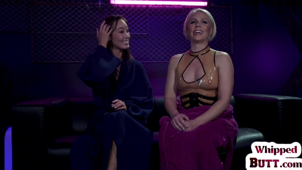 Punished petite Asian dyke seduced by BDSM whipping MILF