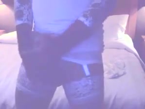 Trans bride stroking