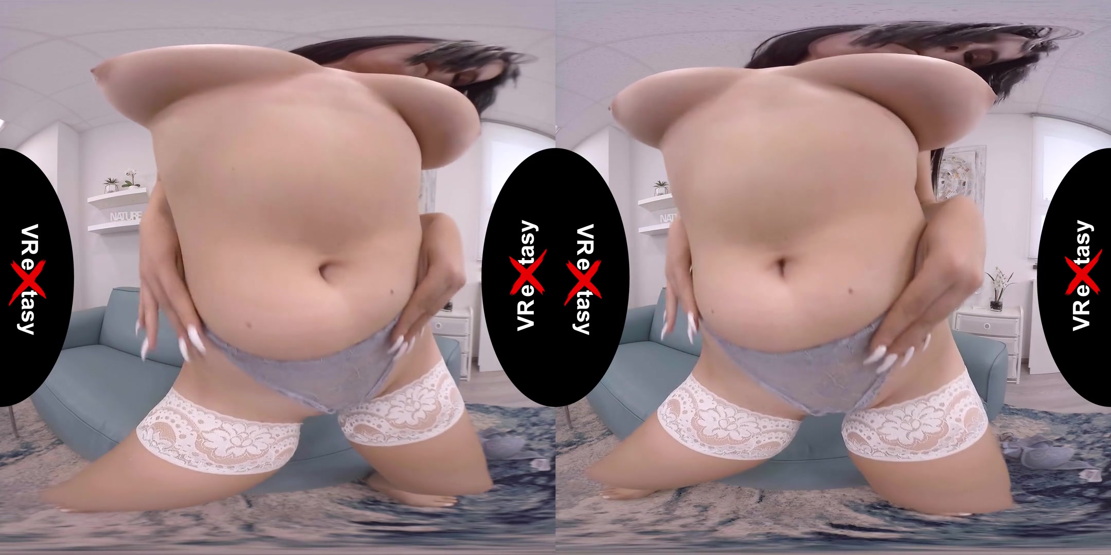Katarina Rina - Long Hair Girl Masturbates Shaved Pussy; Big Tits Amateur Babe Solo