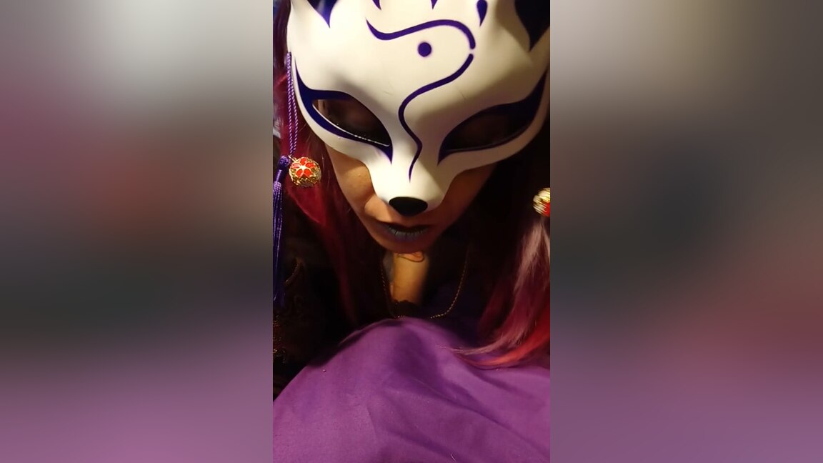 Masked Fishnet Bodysuit Fox Girl Vibes Her Clit And Cums Hard - Ladythetramp