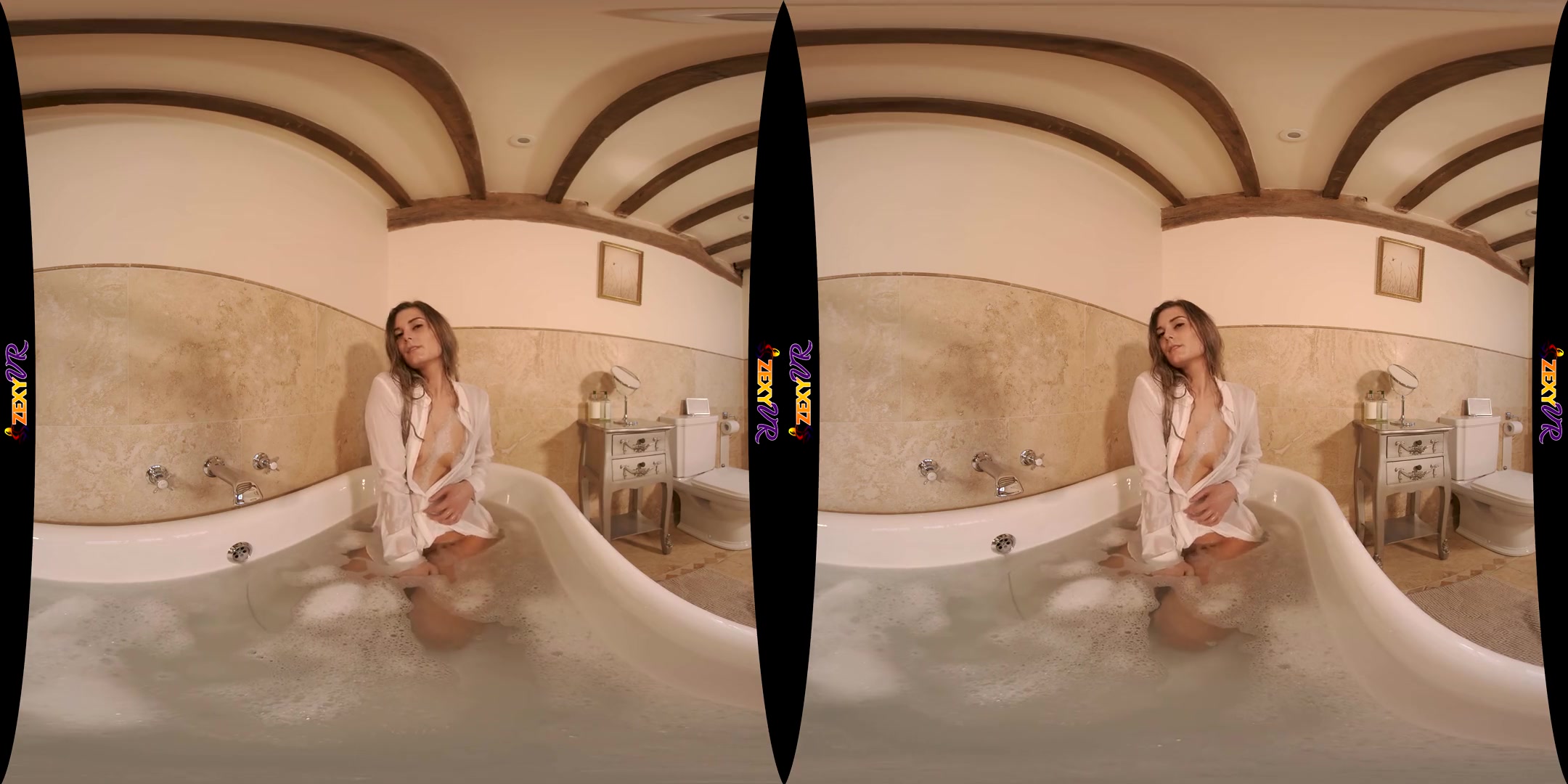 Bubble Trouble - Amateur MILF Wet Shirt in the Bathtub