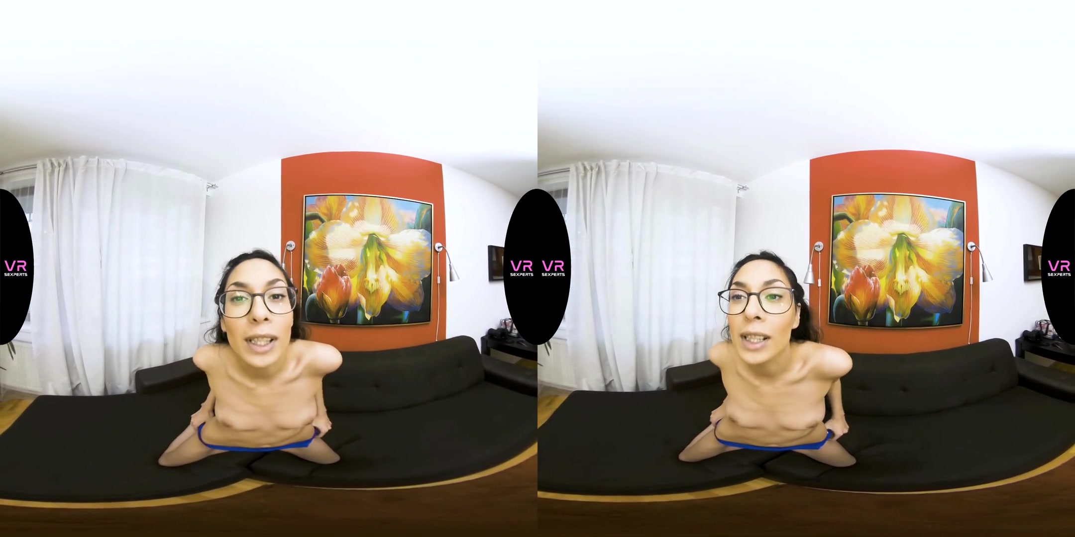 Sporty teen 18+ with Glasses Gets Off on Her Couch - SexLikeReal