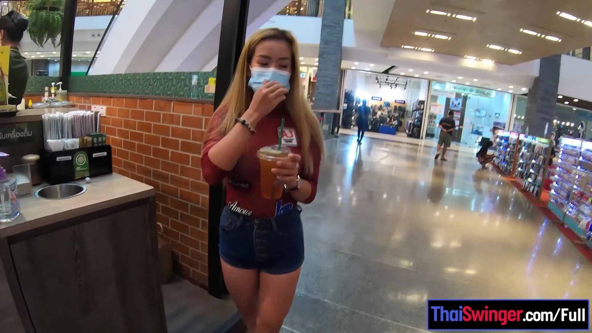 Big tits and ass Thai MILF girlfriend sex at home after a visit to the mall