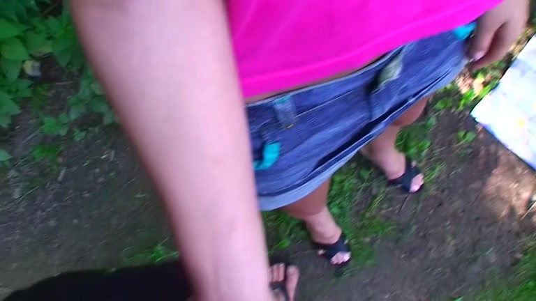 Stripping and sucking outdoors