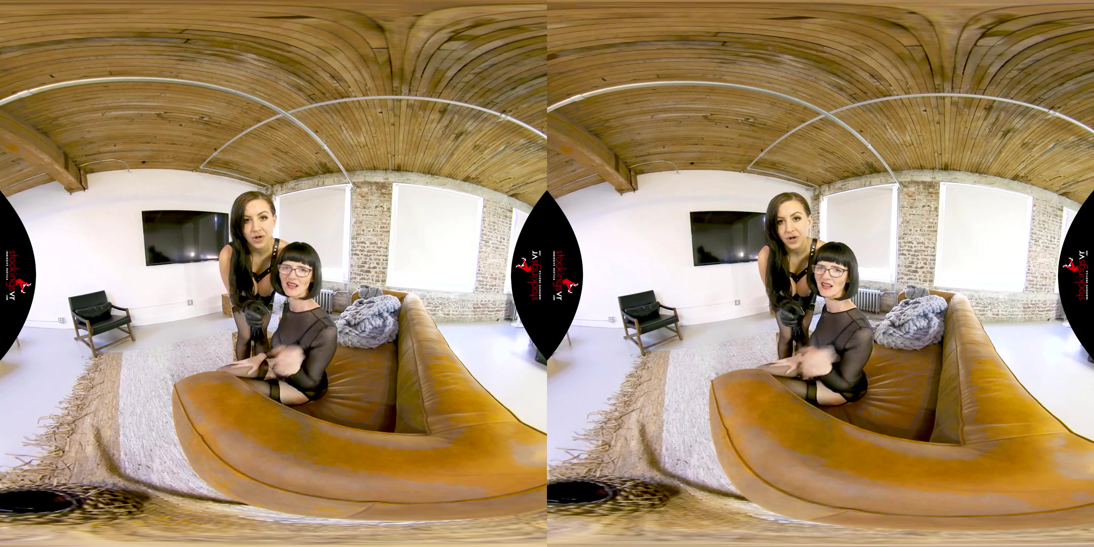 Back In Black the Stocking Girls Julia with Tindra Frost, the Scottish Milf - Lesbian Leg Fetish and Stockings Amateur VR Video