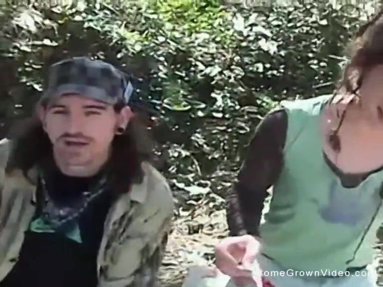 Real amateur hippie couple fucking in public