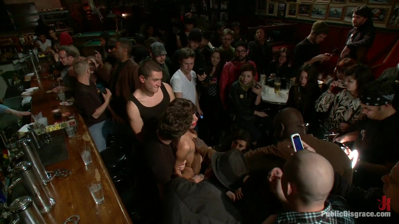 Gia DiMarco gets Double Penetrated at a Public Bar